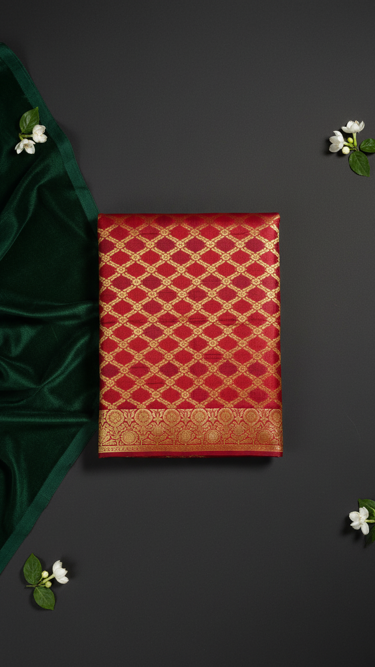 Royal Red Traditional Printed Saree