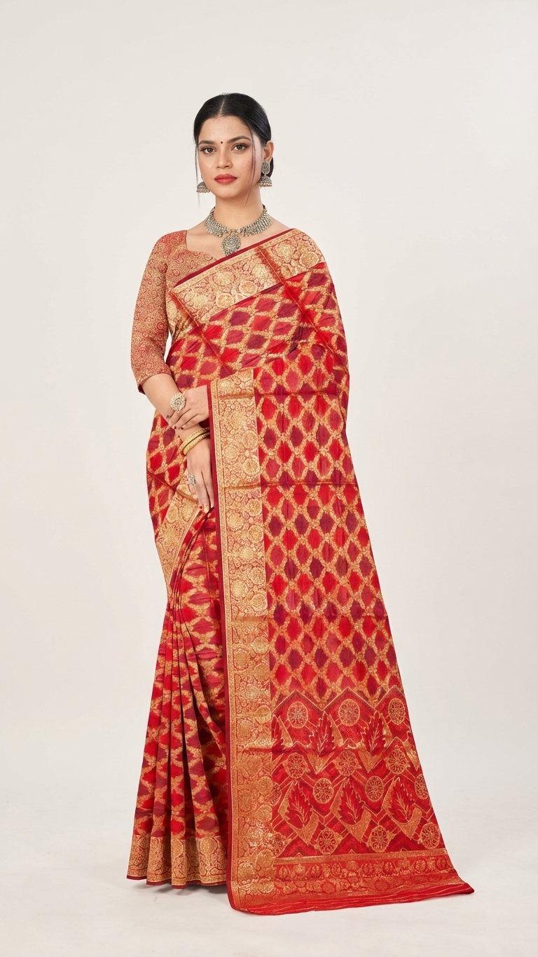 Royal Red Traditional Printed Saree