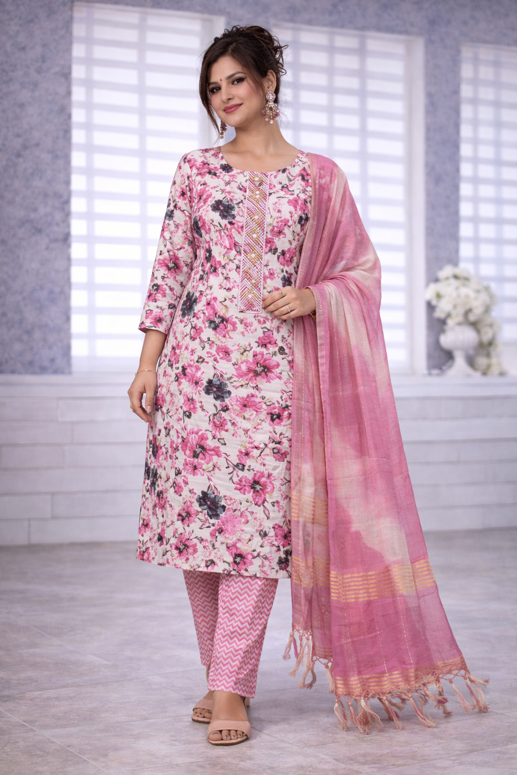 Rose Bloom Floral 3-Piece Suit Set