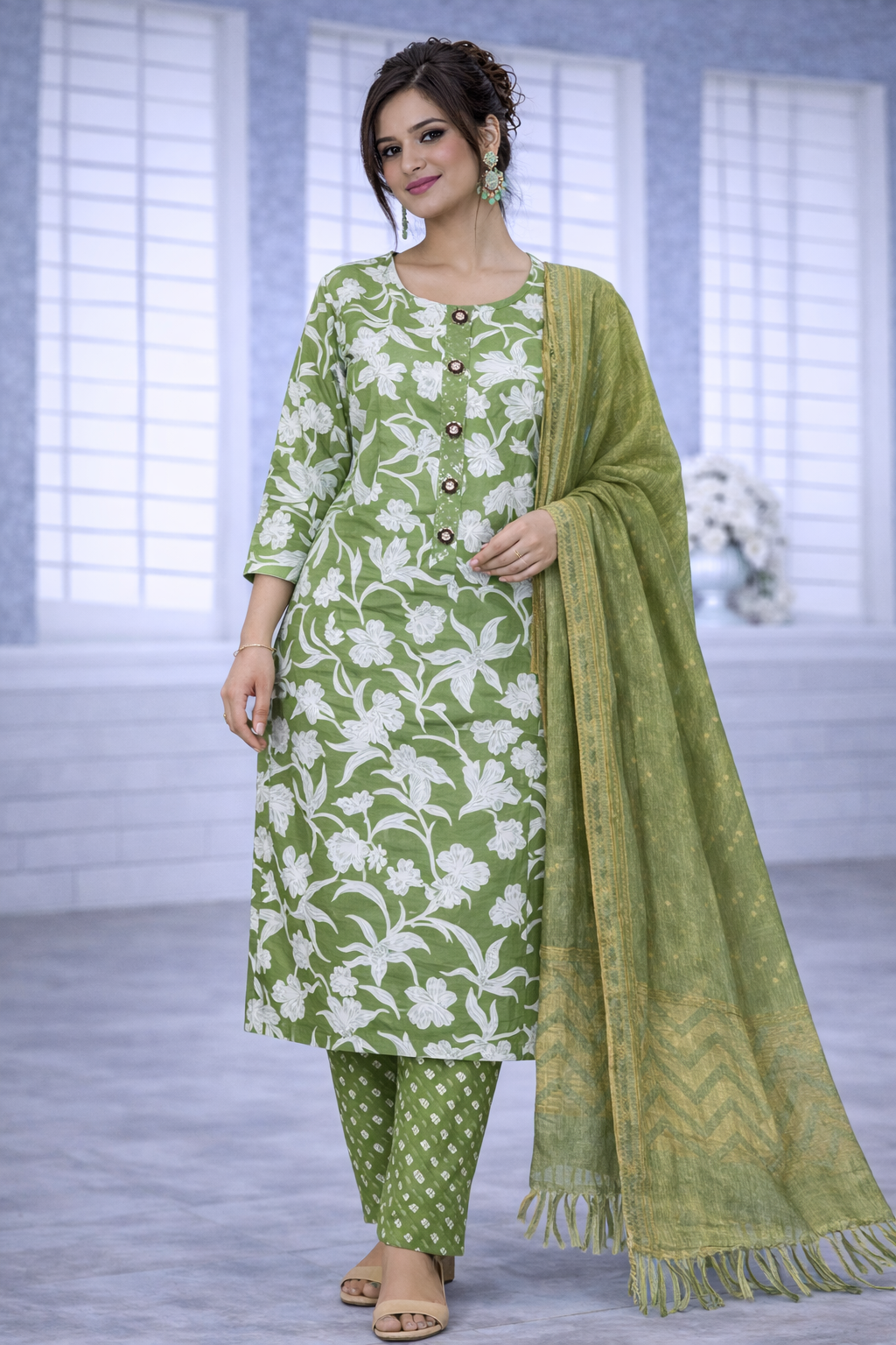 Floral Elegance 3-Piece Kurta Set Collection