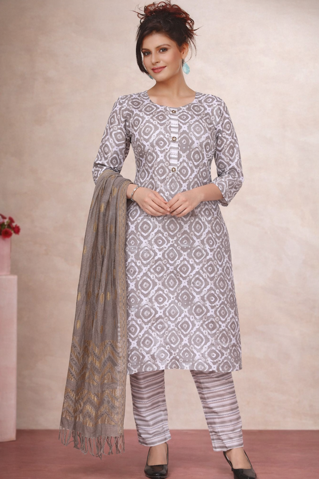 Elegant Printed 3-Piece Suit Set