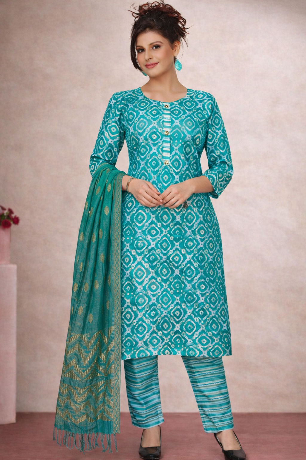 Elegant Printed 3-Piece Suit Set