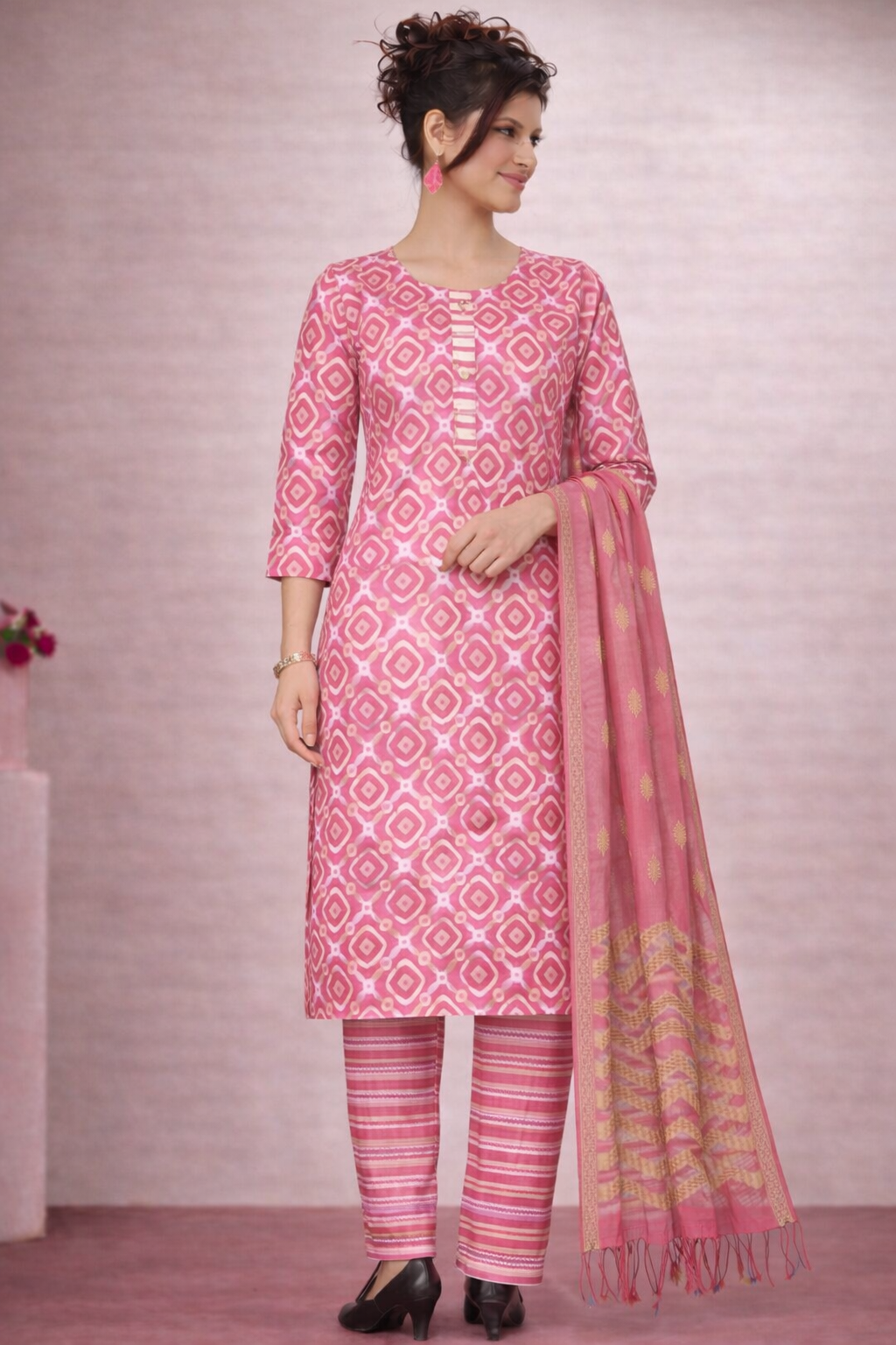 Elegant Printed 3-Piece Suit Set