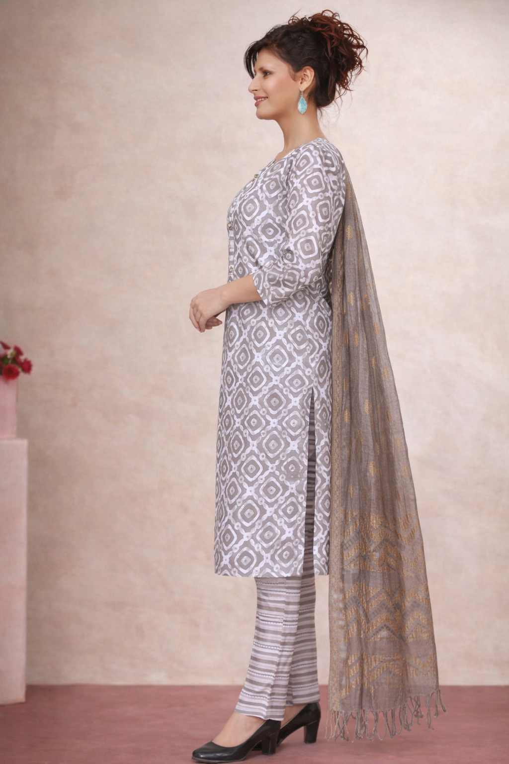 Elegant Printed 3-Piece Suit Set