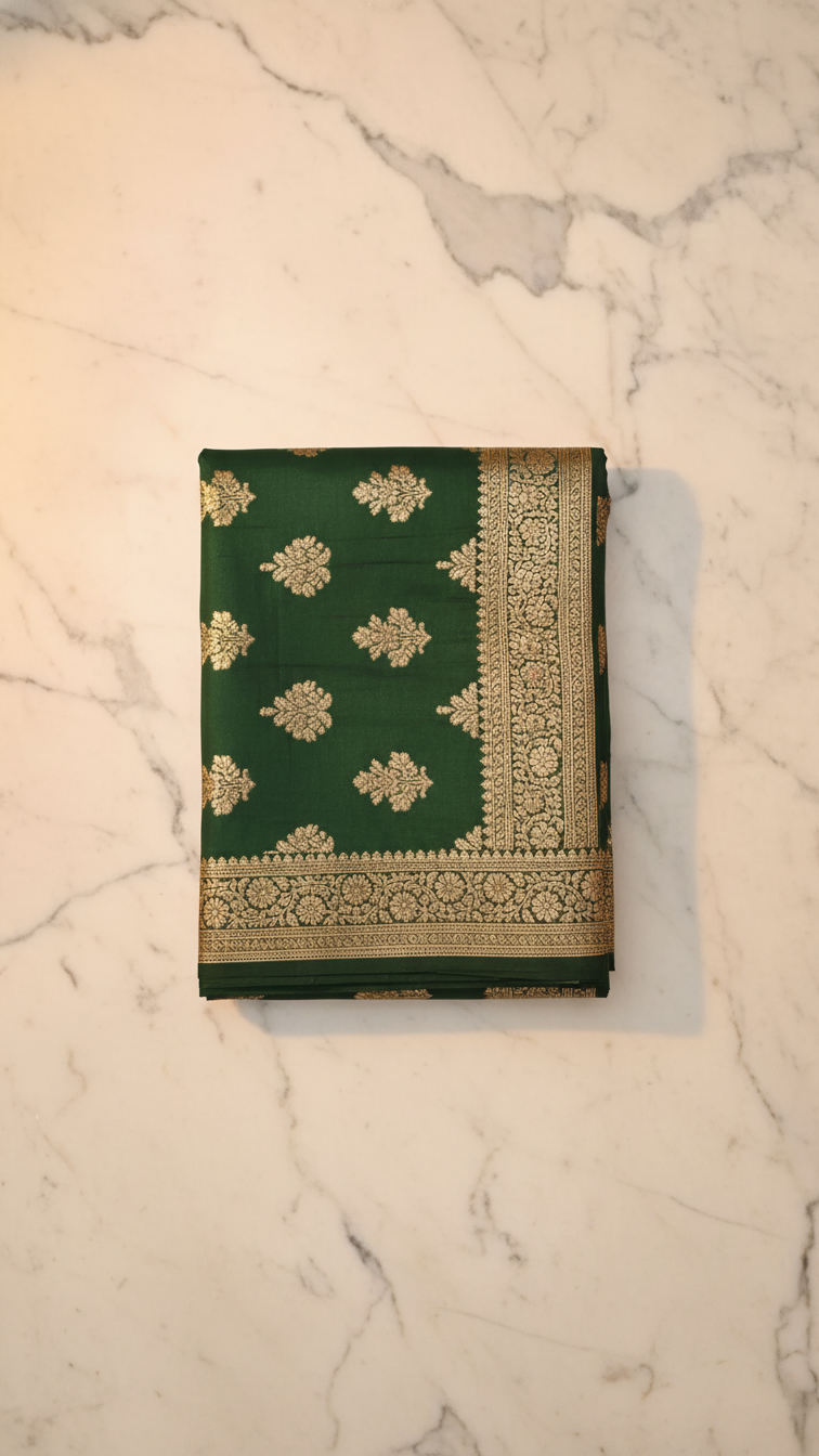 Emerald Majesty Zari Silk Saree