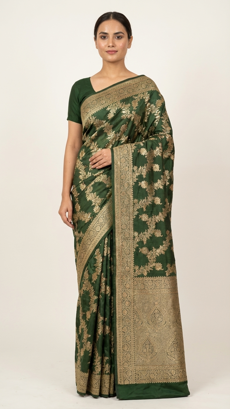 Emerald Majesty Zari Silk Saree
