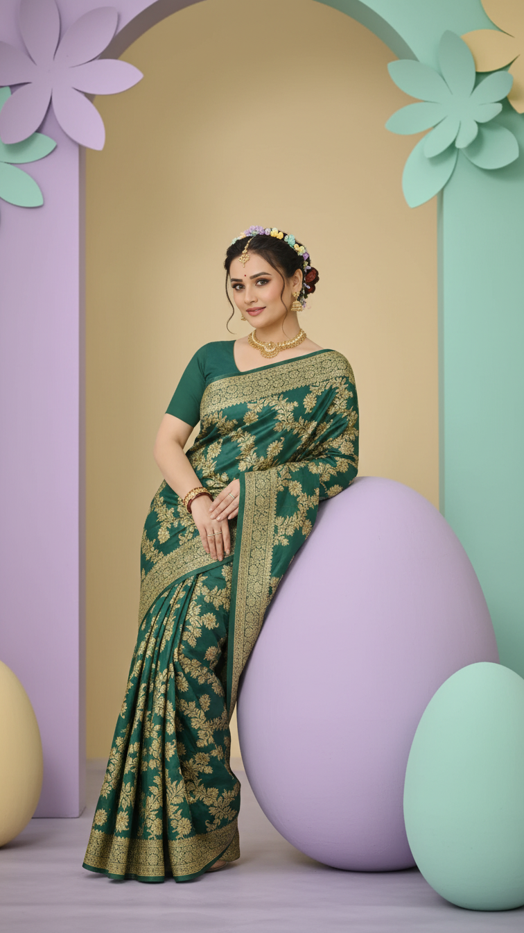 Emerald Royale Zari Silk Saree