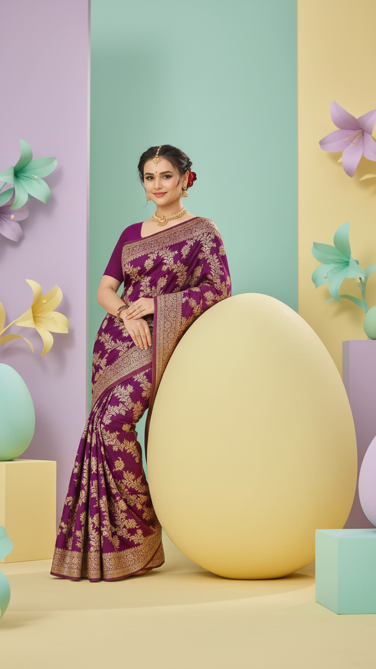 Royal Purple Zari Silk Saree