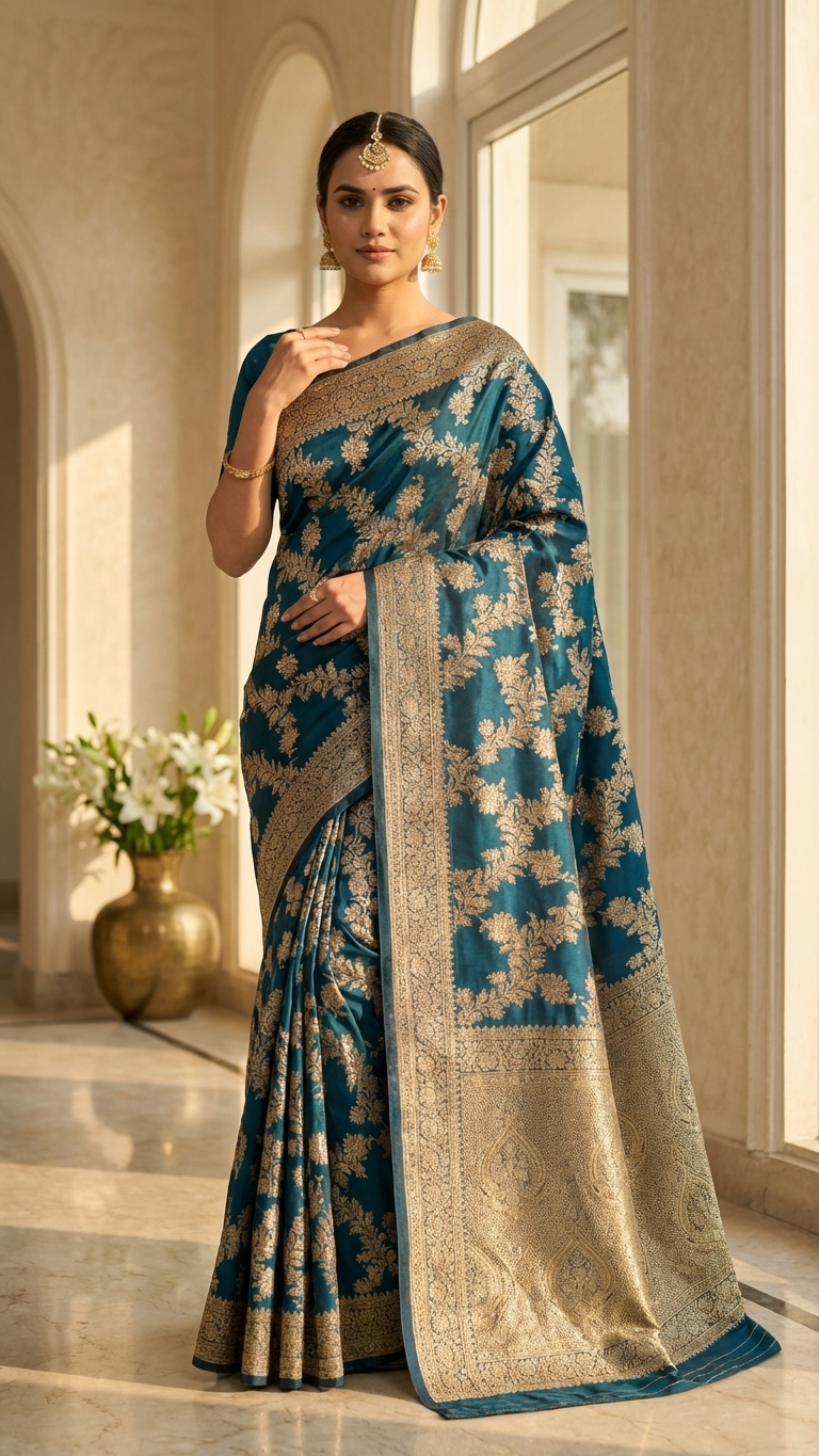 Midnight Royale Zari Silk Saree