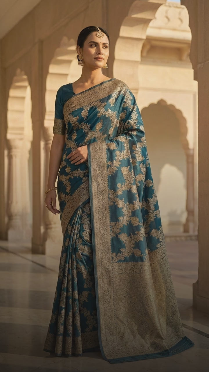 Midnight Royale Zari Silk Saree